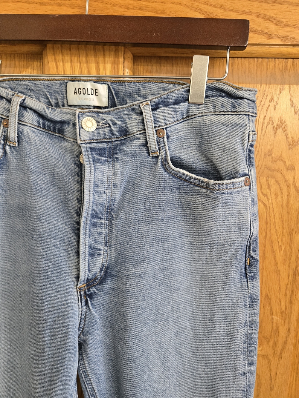 AGOLDE Women's Light Wash High Rise Straight Leg Jeans Size 29 - Picture 2 of 6